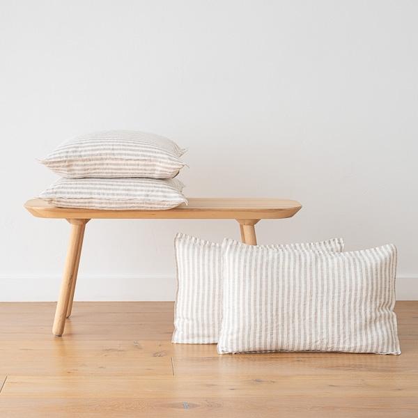 linenme Natural Linen Cushion Cover Ticking Stripe