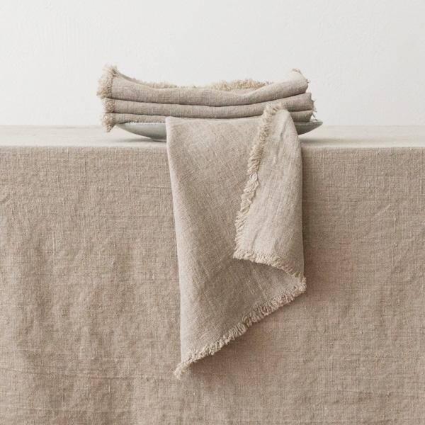Linenme Natural Linen Napkin Terra Fringe