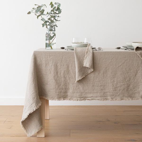 Linenme Natural Linen Napkin Terra Fringe