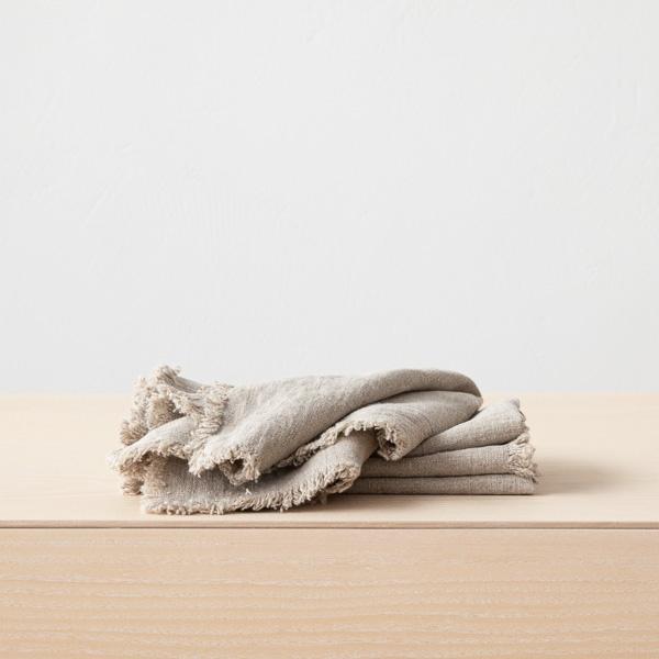 linenme Natural Linen Napkin Terra Fringe