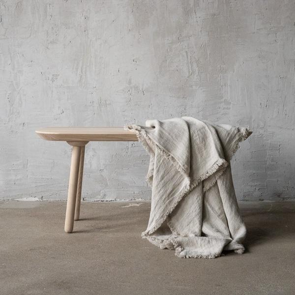 Linenme Natural Linen Throw With Fringes Rustico