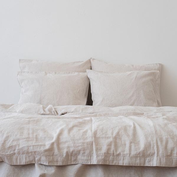 Linenme Natural Washed Bed Linen Duvet Pinstripe