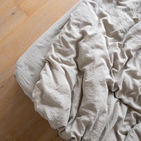 Linenme Natural Washed Bed Linen Fitted Sheet