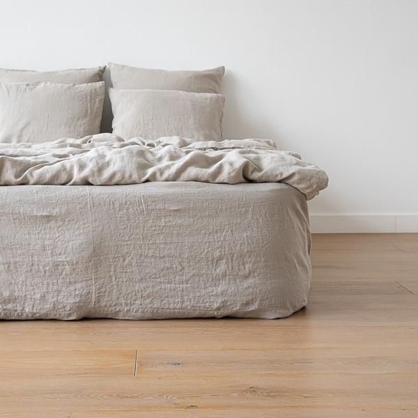 linenme Natural Washed Bed Linen Fitted Sheet