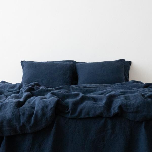 Linenme Navy Blue Stone Washed Bed Linen Duvet