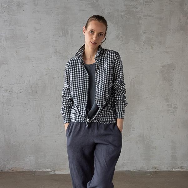 Linenme Navy Check Linen Shirt Ernesto