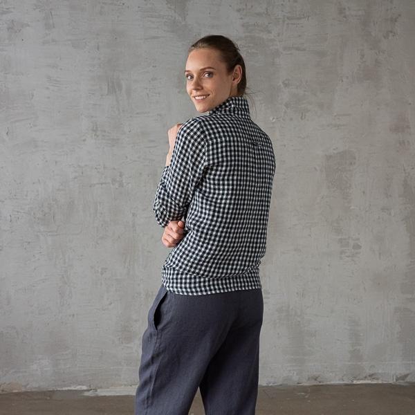 Linenme Navy Check Linen Shirt Ernesto