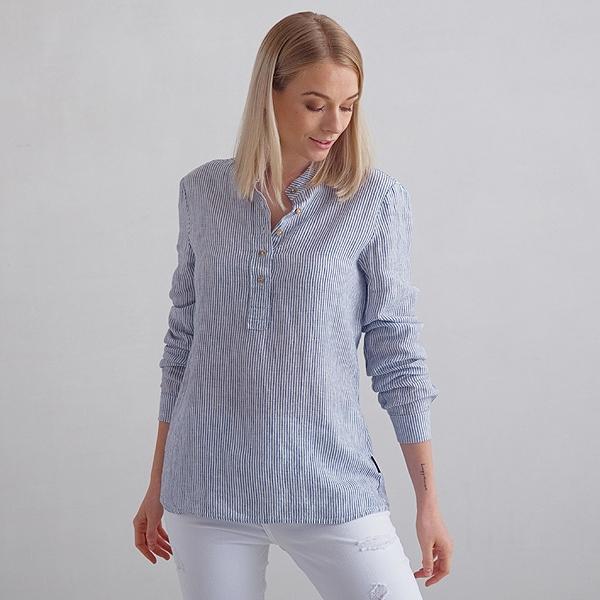 Linenme Navy Stripe Linen Shirt Toby