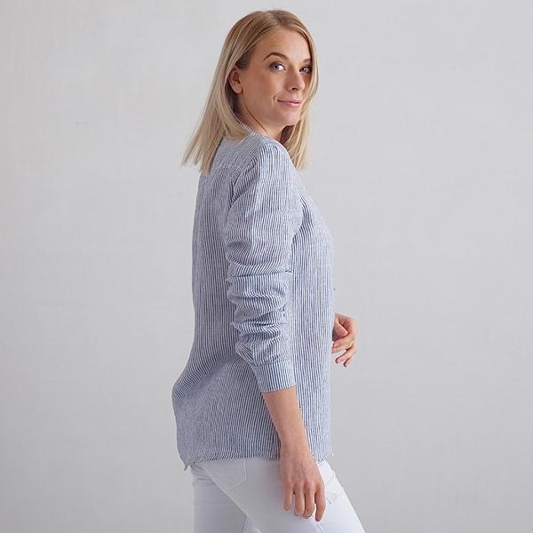 Linenme Navy Stripe Linen Shirt Toby