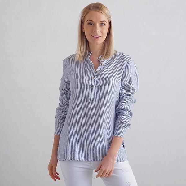 linenme Navy Stripe Linen Shirt Toby