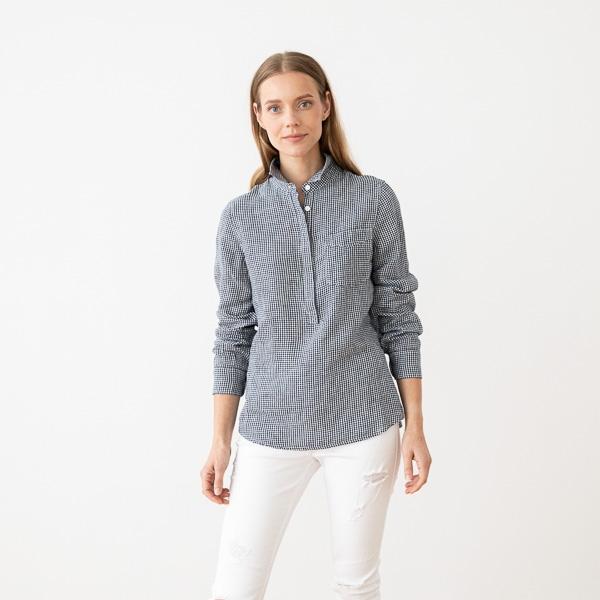 Linenme Navy White Linen Shirt Gingham Fabio