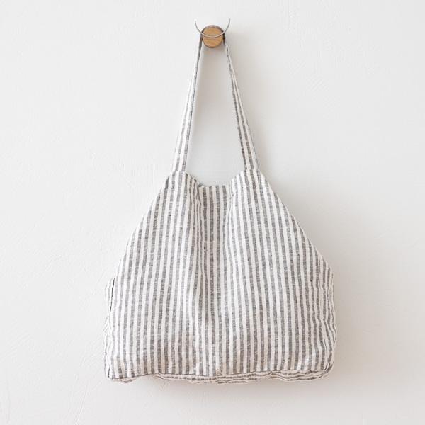 linenme New Graphite Linen Beach Bag Brittany