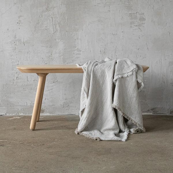 Linenme Oatmeal Linen Throw With Fringes Rustico