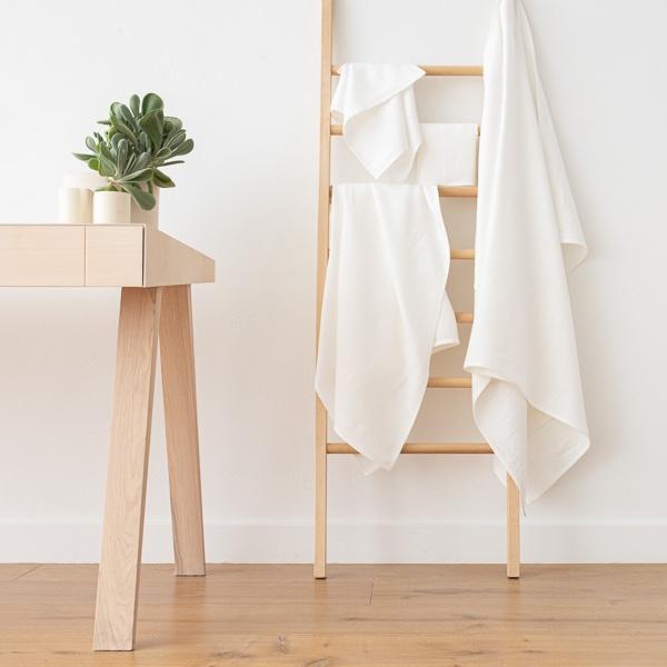 Linenme Off White Linen Bath Towels Set Lara