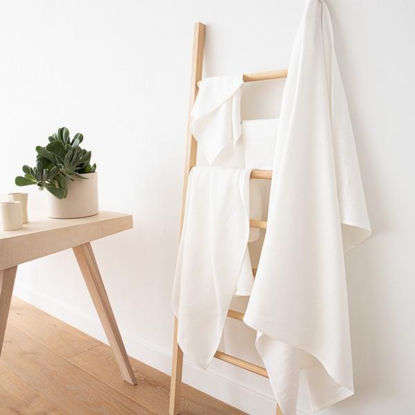 linenme Off White Linen Bath Towels Set Lara