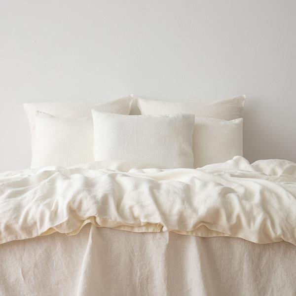 linenme Off White Washed Bed Linen Bed Set Crushed