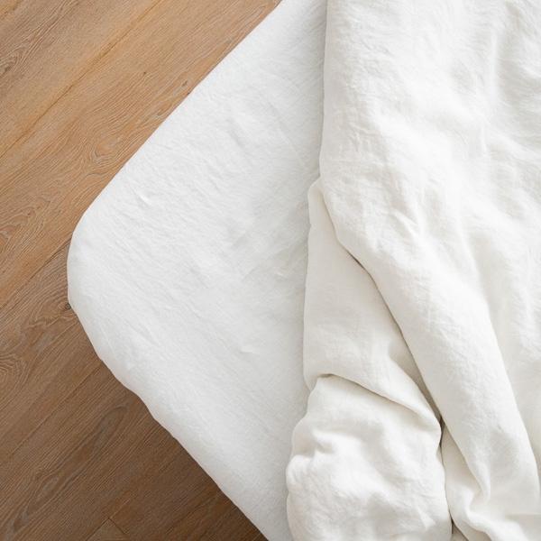 Linenme Off White Washed Bed Linen Fitted Sheet