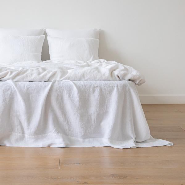 Linenme Optical White Linen Bed Set Stone Washed