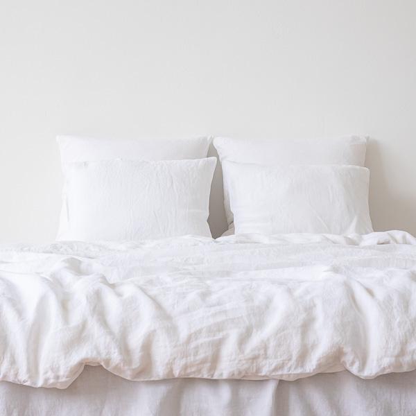 Linenme Optical White Linen Duvet Stone Washed