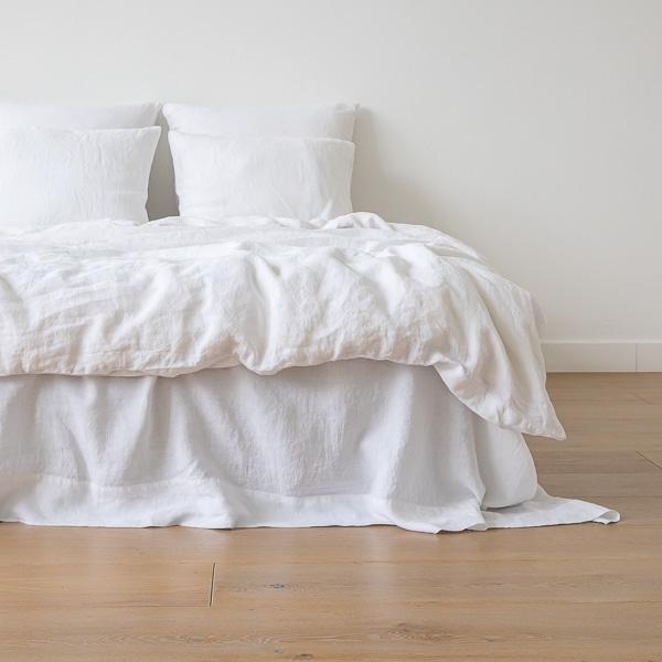 linenme Optical White Linen Duvet Stone Washed