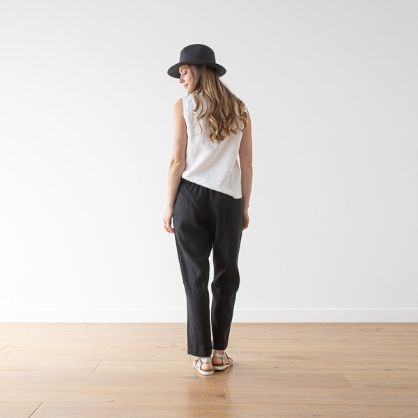 Linenme Optical White Linen Trousers Emma