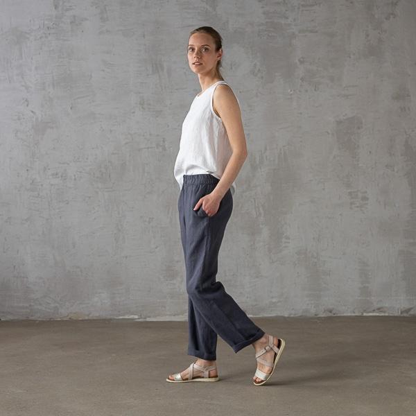 Linenme Optical White Linen Trousers Emma