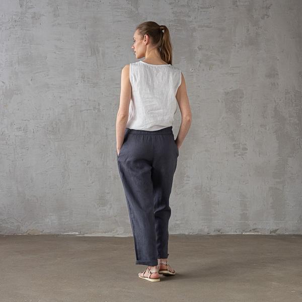 Linenme Optical White Linen Trousers Emma