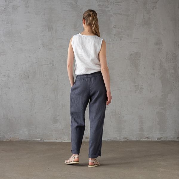 Linenme Optical White Linen Trousers Emma