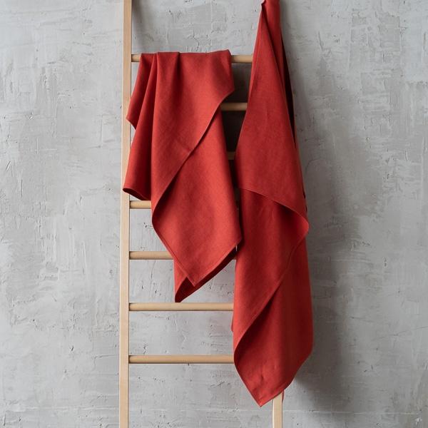 Linenme Orange Huckaback Linen Bath Towel Lara