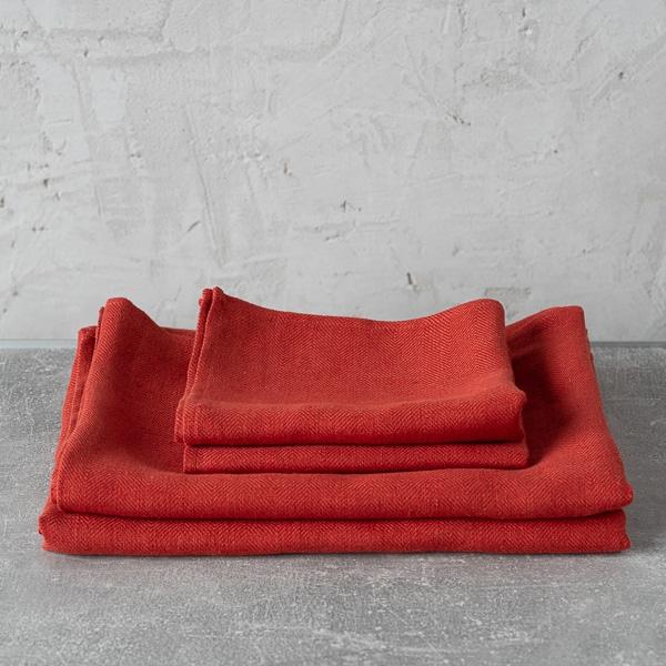 Linenme Orange Linen Bath Towels Set Lara