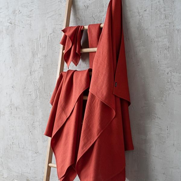 Linenme Orange Linen Bath Towels Set Lara