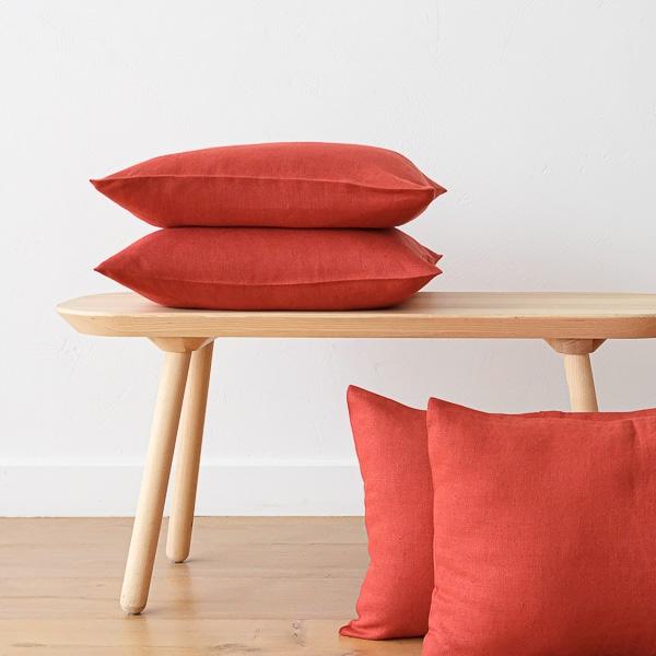Linenme Orange Linen Cushion Cover Lara