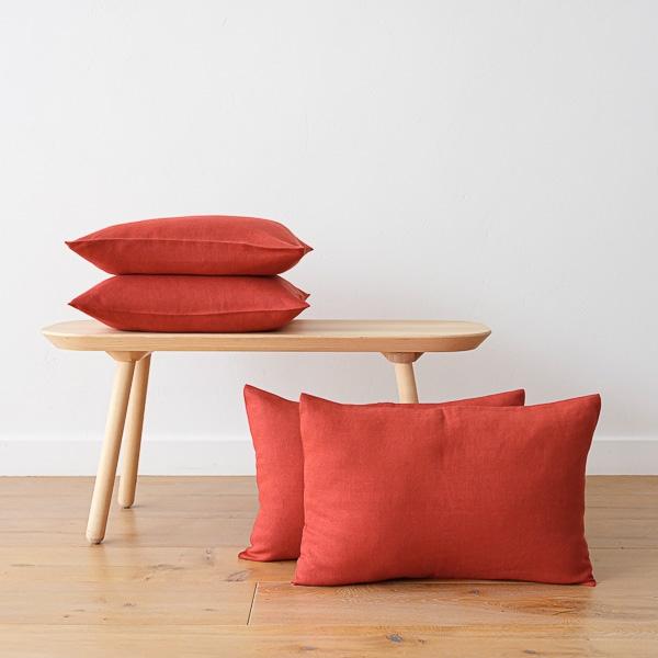 linenme Orange Linen Cushion Cover Lara