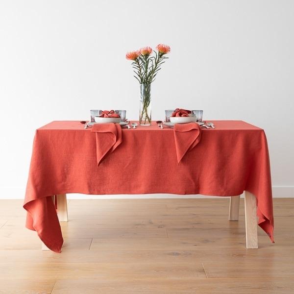 Linenme Orange Linen Fabric Lara Washed