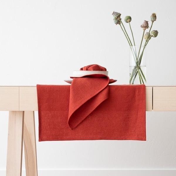 Linenme Orange Linen Fabric Lara Washed