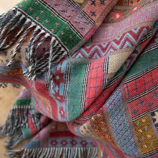 Linenme Red Green Merino Wool Throw Marta