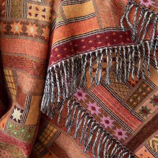 Linenme Red Orange Merino Wool Throw Marta