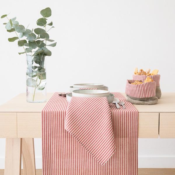 Linenme Red Striped Linen Runner Jazz