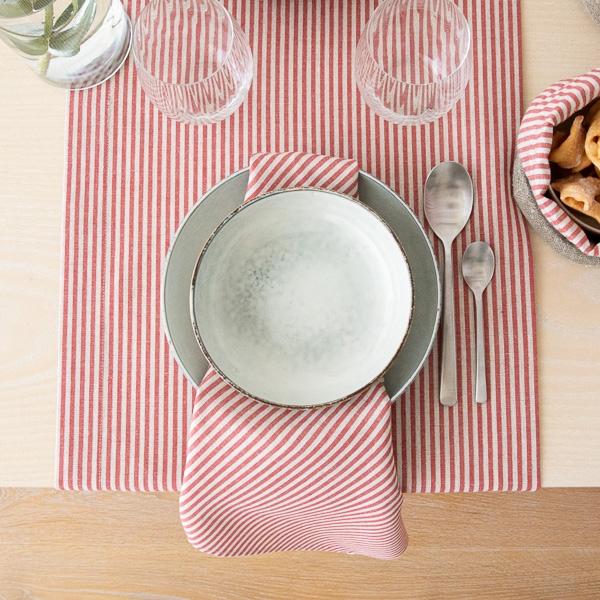 Linenme Red Striped Linen Runner Jazz