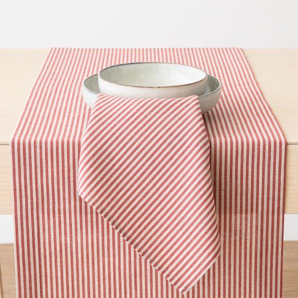 linenme Red Striped Linen Runner Jazz