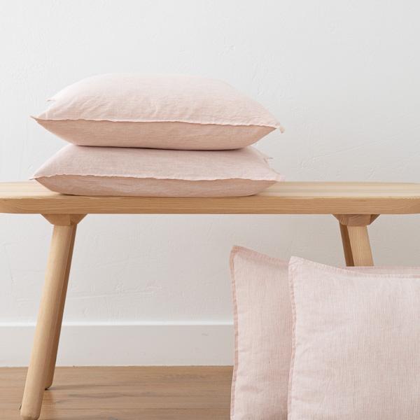 Linenme Rosa Linen Cushion Cover Pinstripe Washed