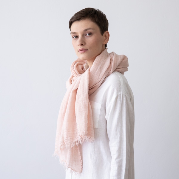 Linenme Rosa Linen Shawl Garza Fringe