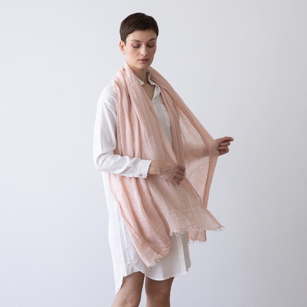 linenme Rosa Linen Shawl Garza Fringe