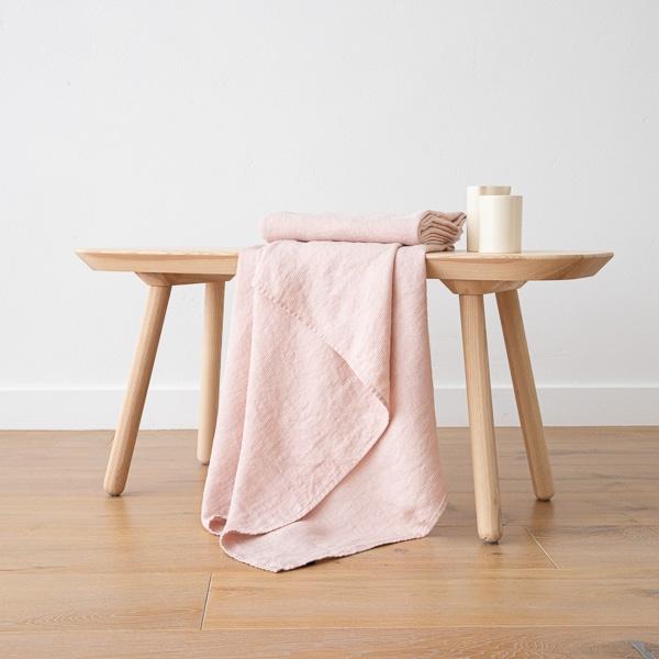 Linenme Rosa Linen Waffle Bath Towel Washed