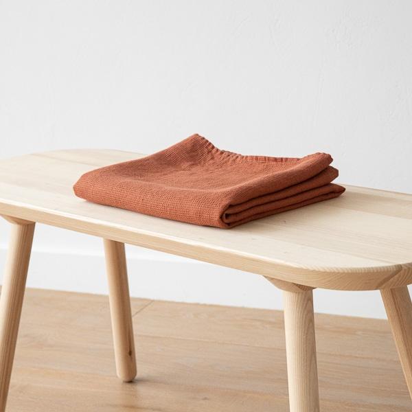 Linenme Rust Linen Waffle Bath Towel Washed