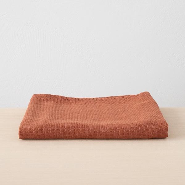 Linenme Rust Linen Waffle Bath Towel Washed