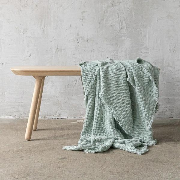Linenme Sea Foam Linen Waffle Fabric Washed
