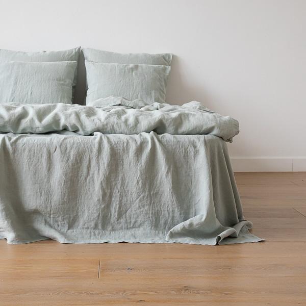 linenme Sea Foam Stone Washed Bed Linen Flat Sheet