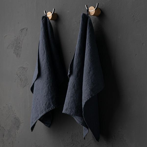 Linenme Set Of 2 Anthracite Linen Tea Towels Terra