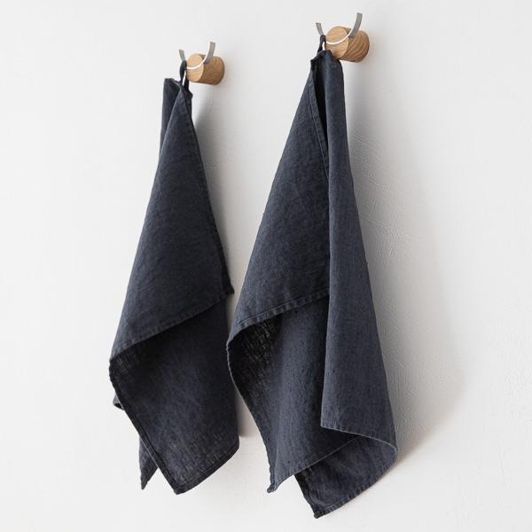 Linenme Set Of 2 Anthracite Linen Tea Towels Terra